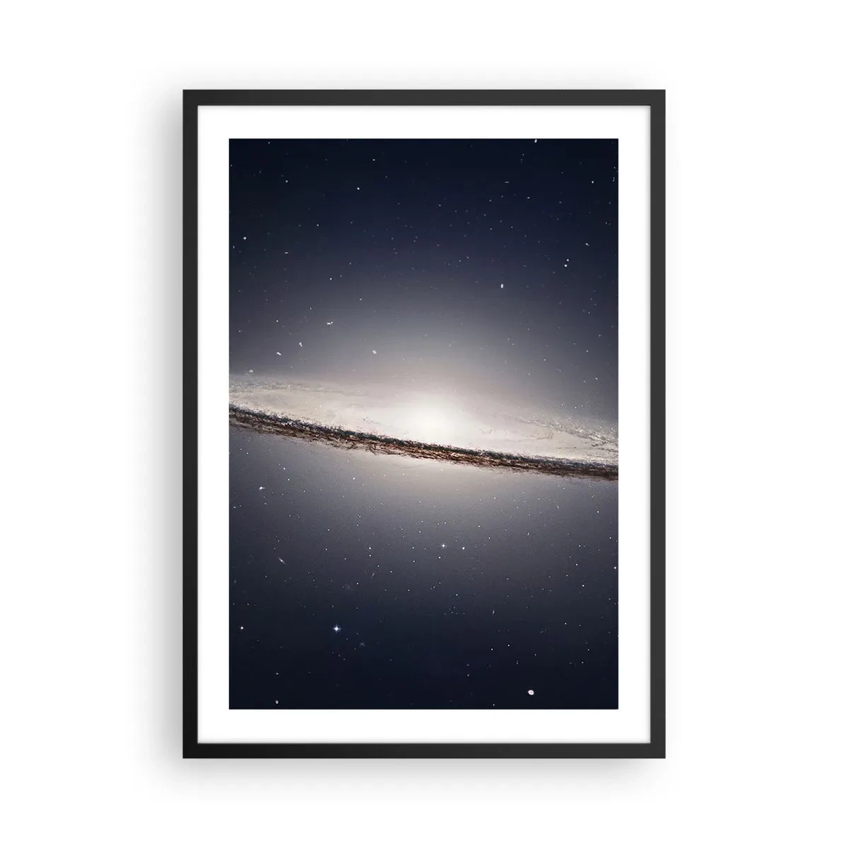 Plagát v čiernom ráme - Monumentálna špirálová galaxia na pozadí vesmíru - 50x70cm - Kedysi dávno v jednej preďalekej galaxii… - Moderná nástenná dekorácia do obývacej izby a spálne ARTTOR