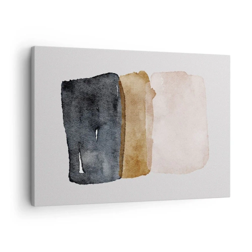 Obraz na plátne - Minimalistická kompozícia troch obdĺžnikov v zemitých odtieňoch. - 70x50cm - Kompozícia zemitých farieb - Moderná nástenná dekorácia do obývacej izby a spálne ARTTOR
