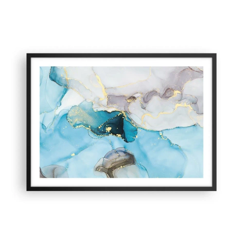 Plagát v čiernom ráme - Štúdia o stretnutí šedej a tyrkysovej - 70x50 cm
