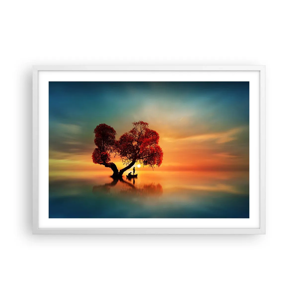 Plagát v bielom ráme - Voda a ticho vesmíru - 70x50 cm