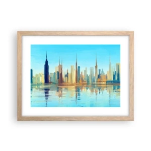 Plagát v ráme zo svetlého duba - Slnečná metropola - 40x30 cm