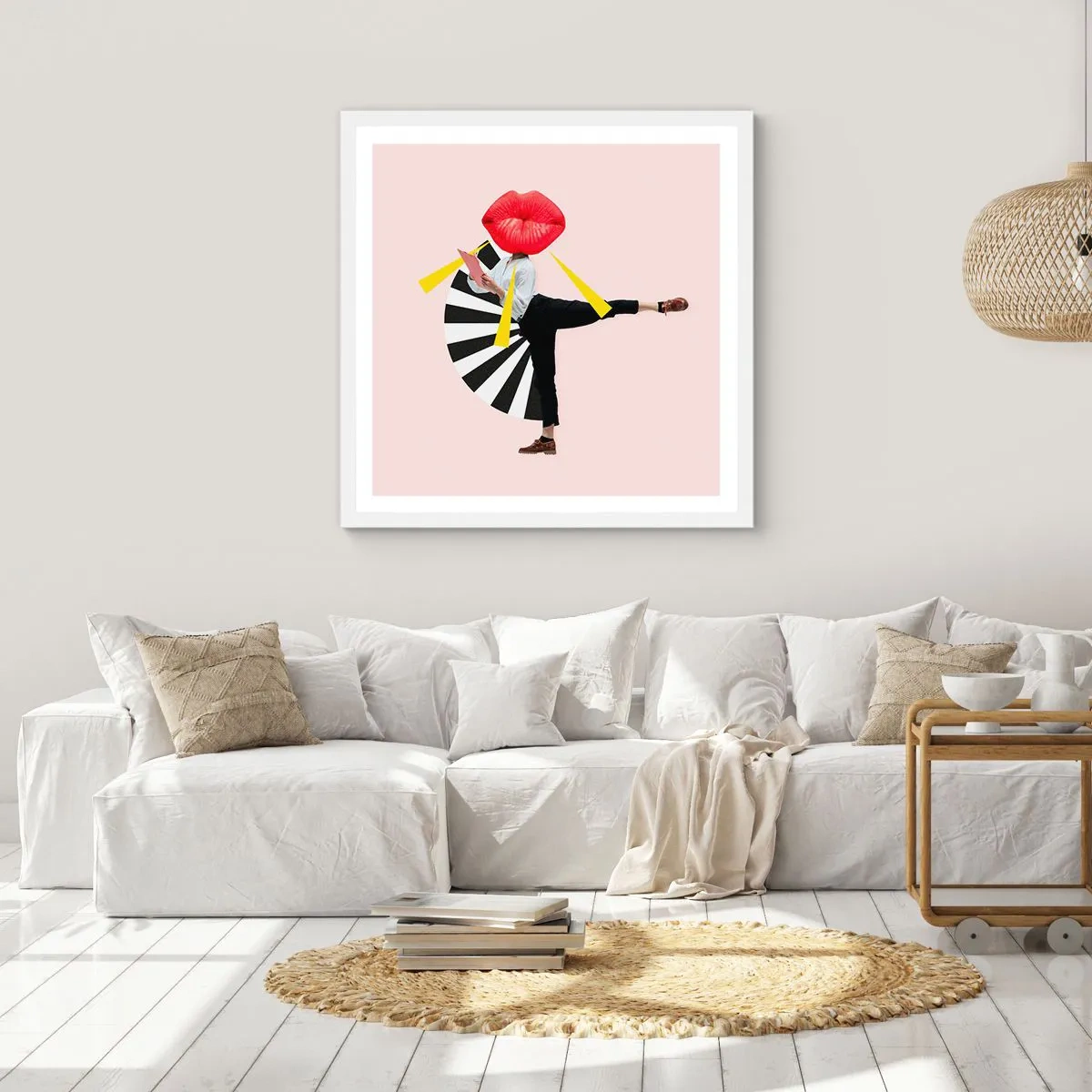 Plagát v bielom ráme - Surrealistický pop-art - 50x50 cm