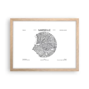 Plagát v ráme zo svetlého duba - Anatómia Marseille - 40x30 cm