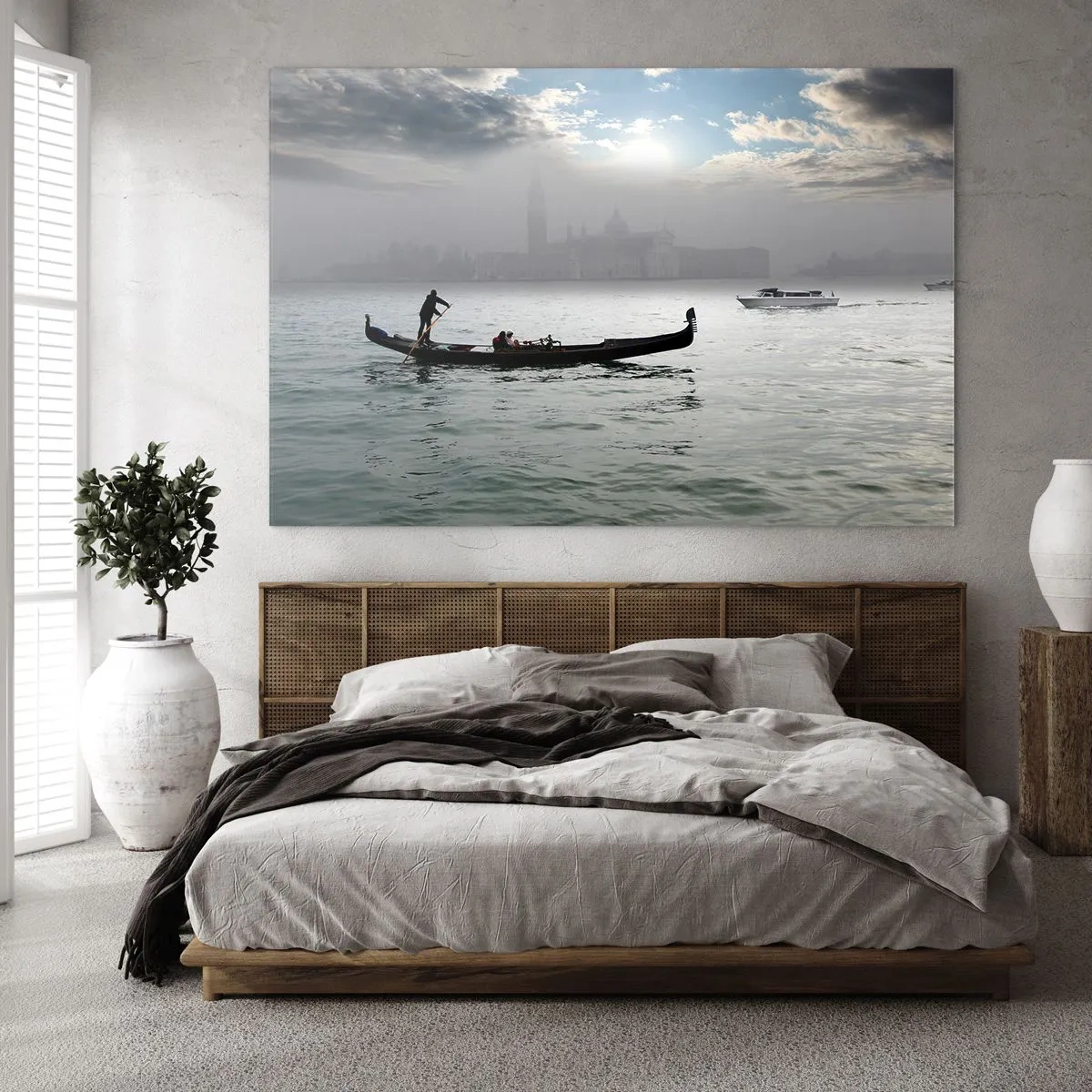 Obraz na skle - Rozprávkové mesto z vody a hmly - 100x70 cm
