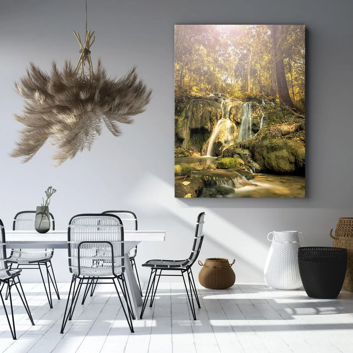 Obraz na plátne - Lesný vodopád v zeleni - 50x70 cm