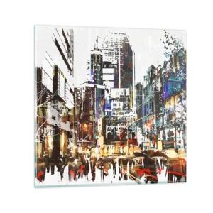 Obraz na skle - Trblietavé mesto - 70x70 cm