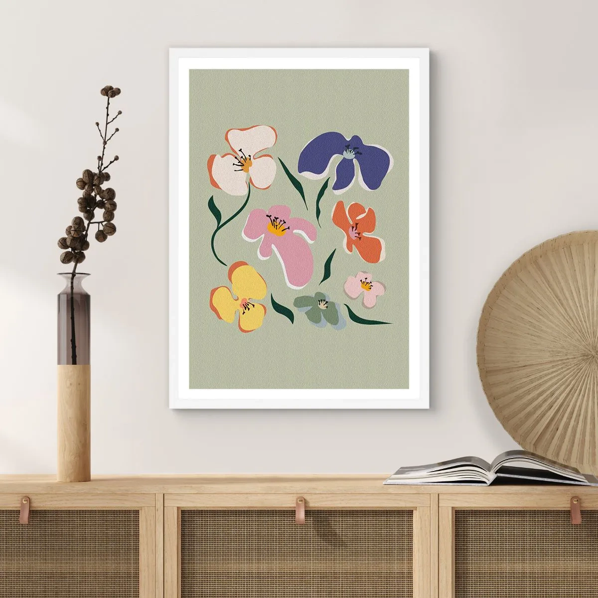 Plagát v bielom ráme - Fialky - 70x100 cm