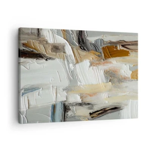 Obraz na plátne - Textúrna abstrakcia v zemitých tónoch a bielej - 70x50cm - Farebné nahromadenie - Moderná nástenná dekorácia do obývacej izby a spálne ARTTOR