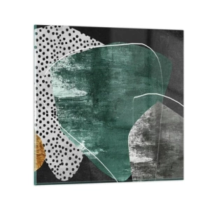 Obraz na skle - Farebná abstrakcia so zlatou vločkou - 60x60 cm