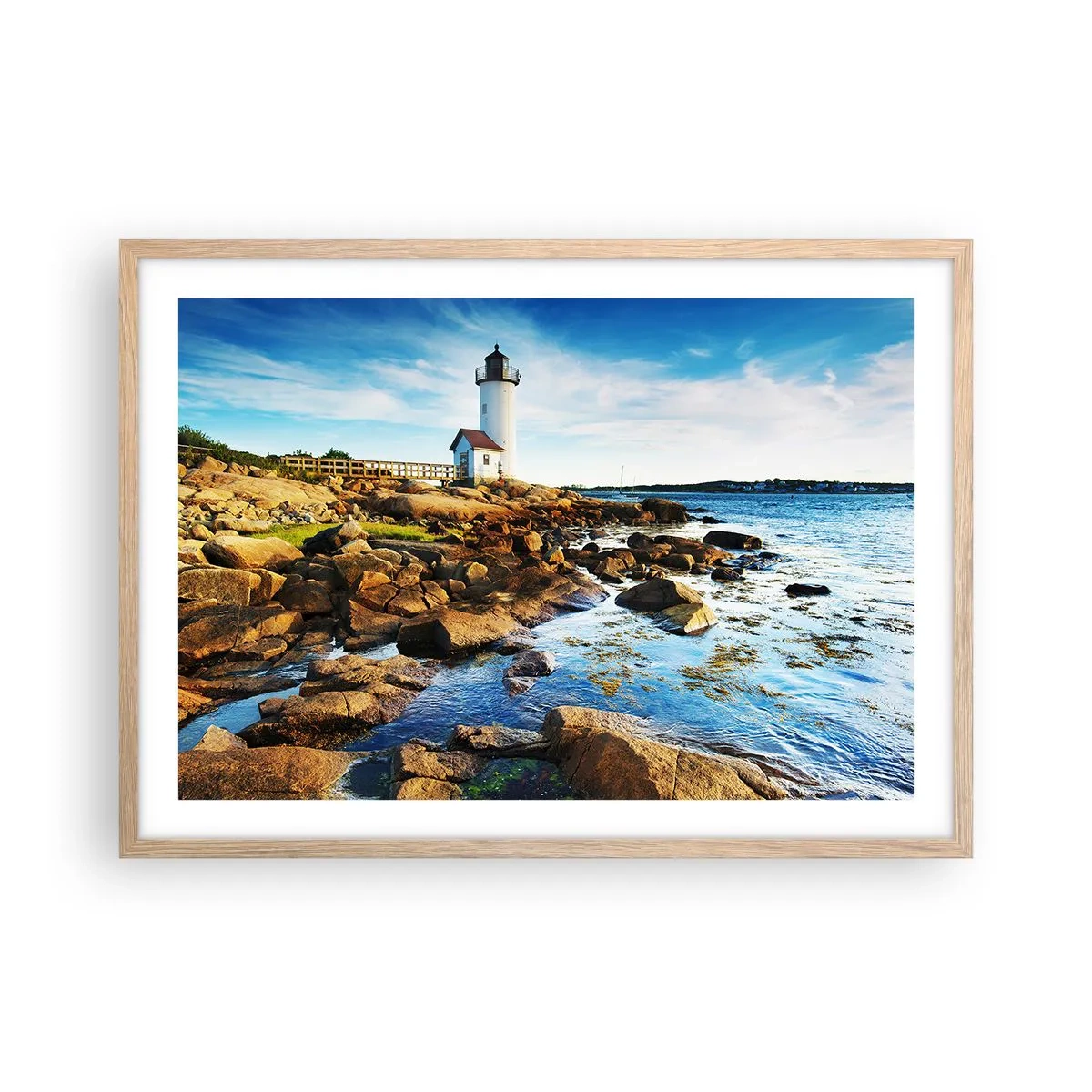 Plagát v ráme zo svetlého duba - Vráťte sa šťastne, čakám - 70x50 cm