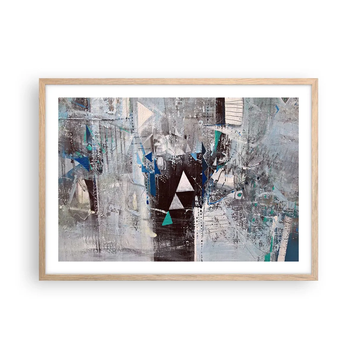 Plagát v ráme zo svetlého duba - Prednostné poradie trojuholníkov - 70x50 cm