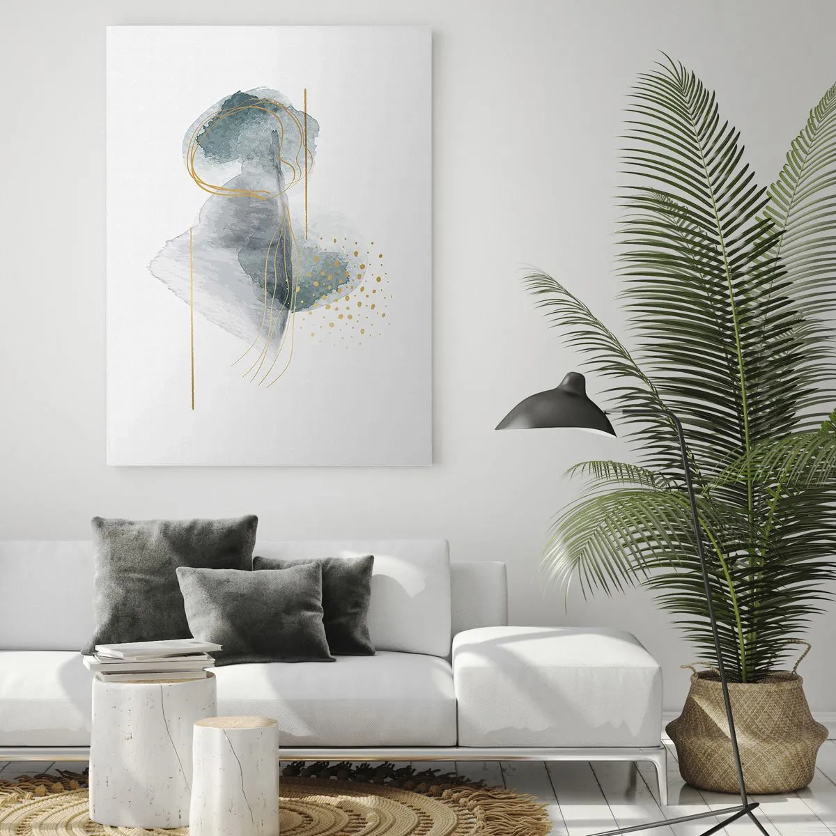 Obraz na skle - O vzťahu medzi šedou a zlatou - 80x120 cm