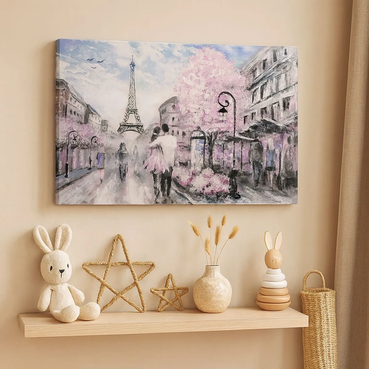 Obraz na plátne - Romantická prechádzka Parížom pri Eiffelovej veži - 70x50cm - Keď sa zamilovať, tak len v… - Moderná nástenná dekorácia do obývacej izby a spálne ARTTOR
