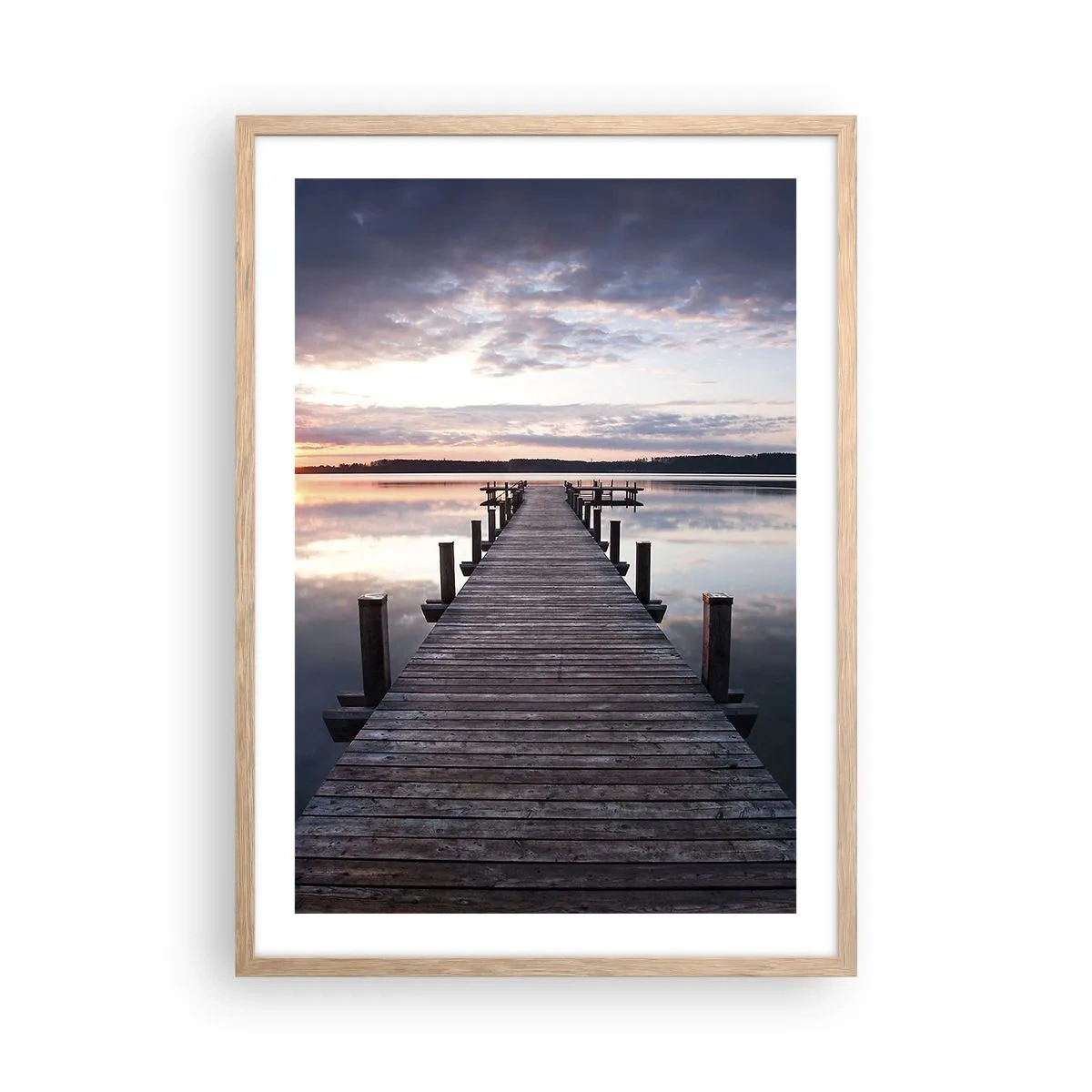 Plagát v ráme zo svetlého duba - Tichá hranica medzi dňom a nocou - 50x70 cm