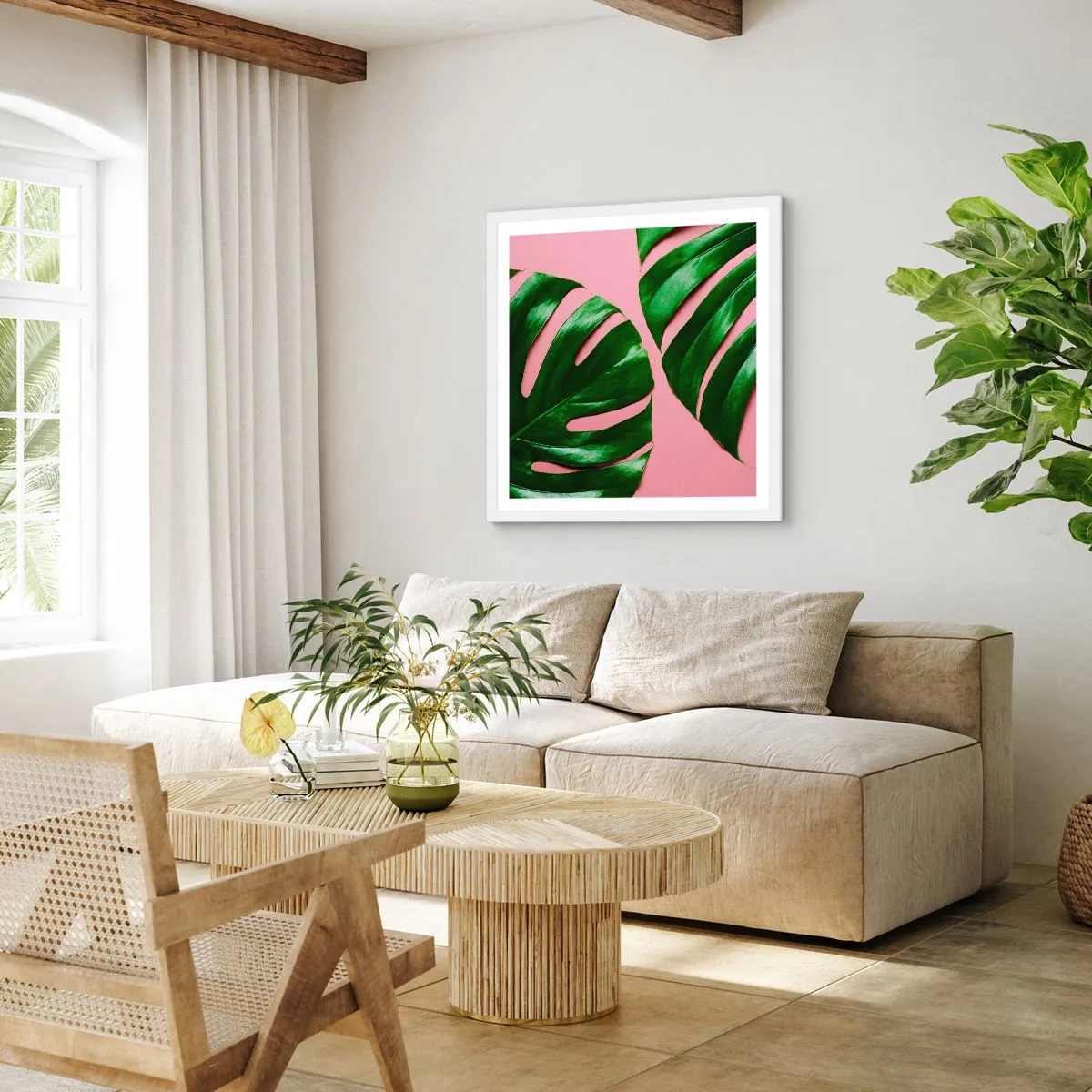 Plagát v bielom ráme - Zelené rendez-vous - 30x30 cm