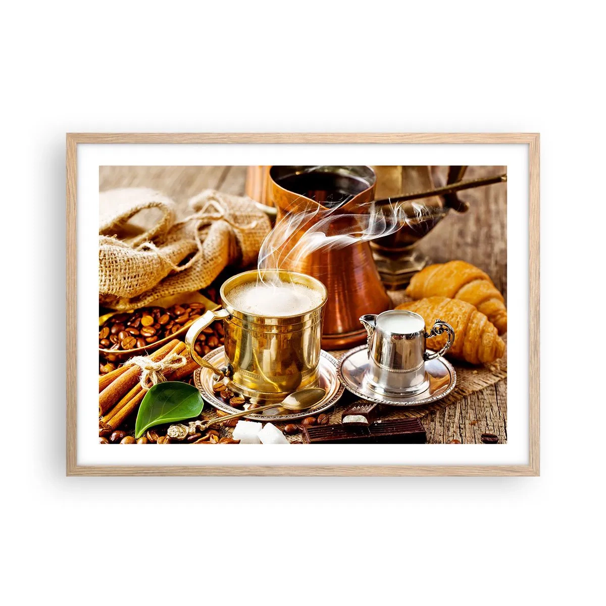 Plagát v ráme zo svetlého duba - Pekný deň prajem! - 70x50 cm