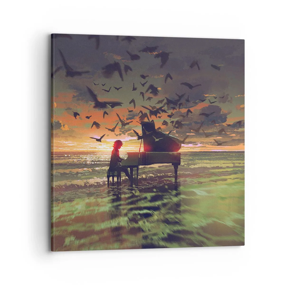 Obraz na plátne - Koncert na piano a vlny - 70x70 cm