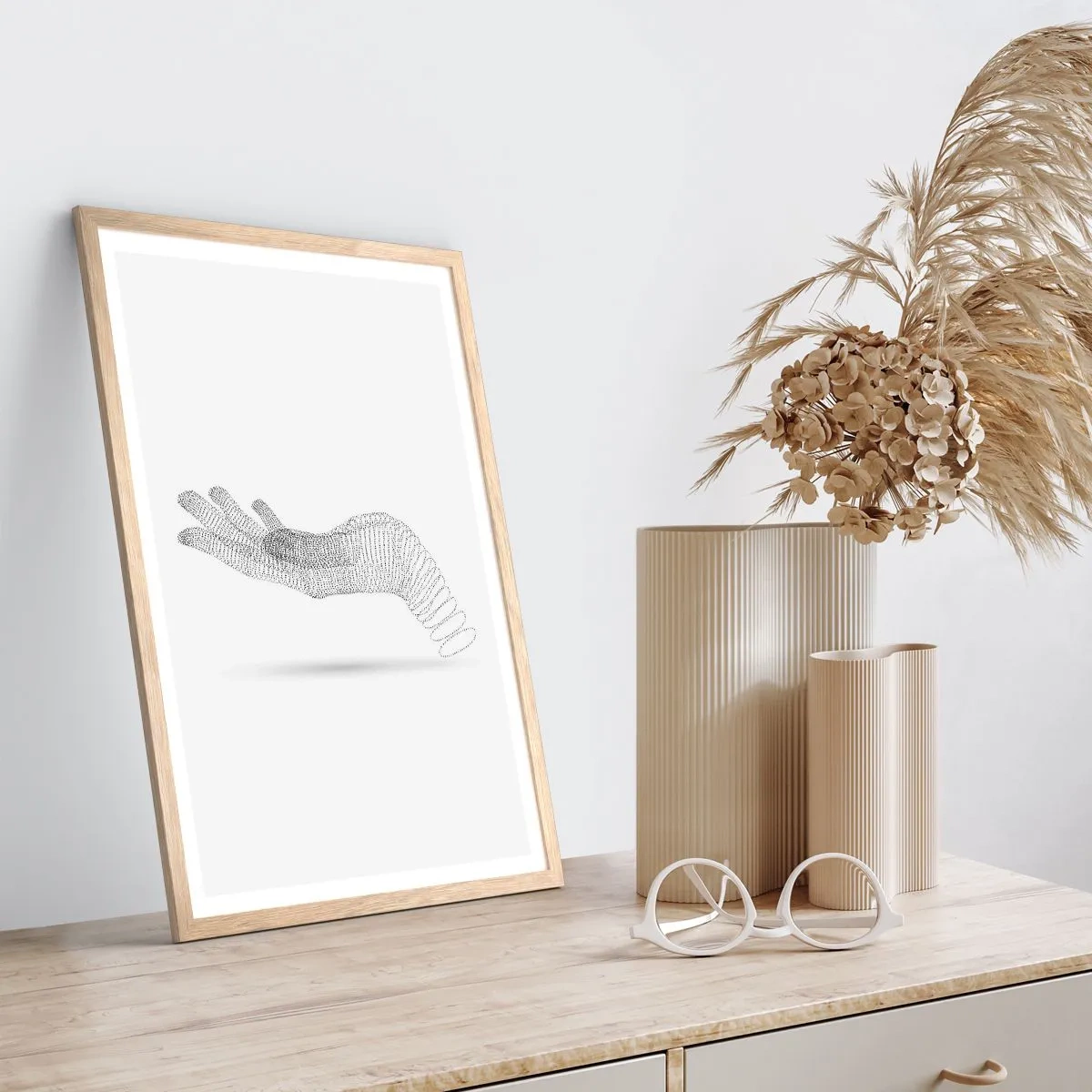 Plagát v ráme zo svetlého duba - Pružná ruka - 40x50 cm