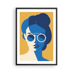 Plagát v čiernom ráme - Abstraktný portrét ženy so slnečnými okuliarmi - 50x70cm - Prázdninový look - Moderná nástenná dekorácia do obývacej izby a spálne ARTTOR