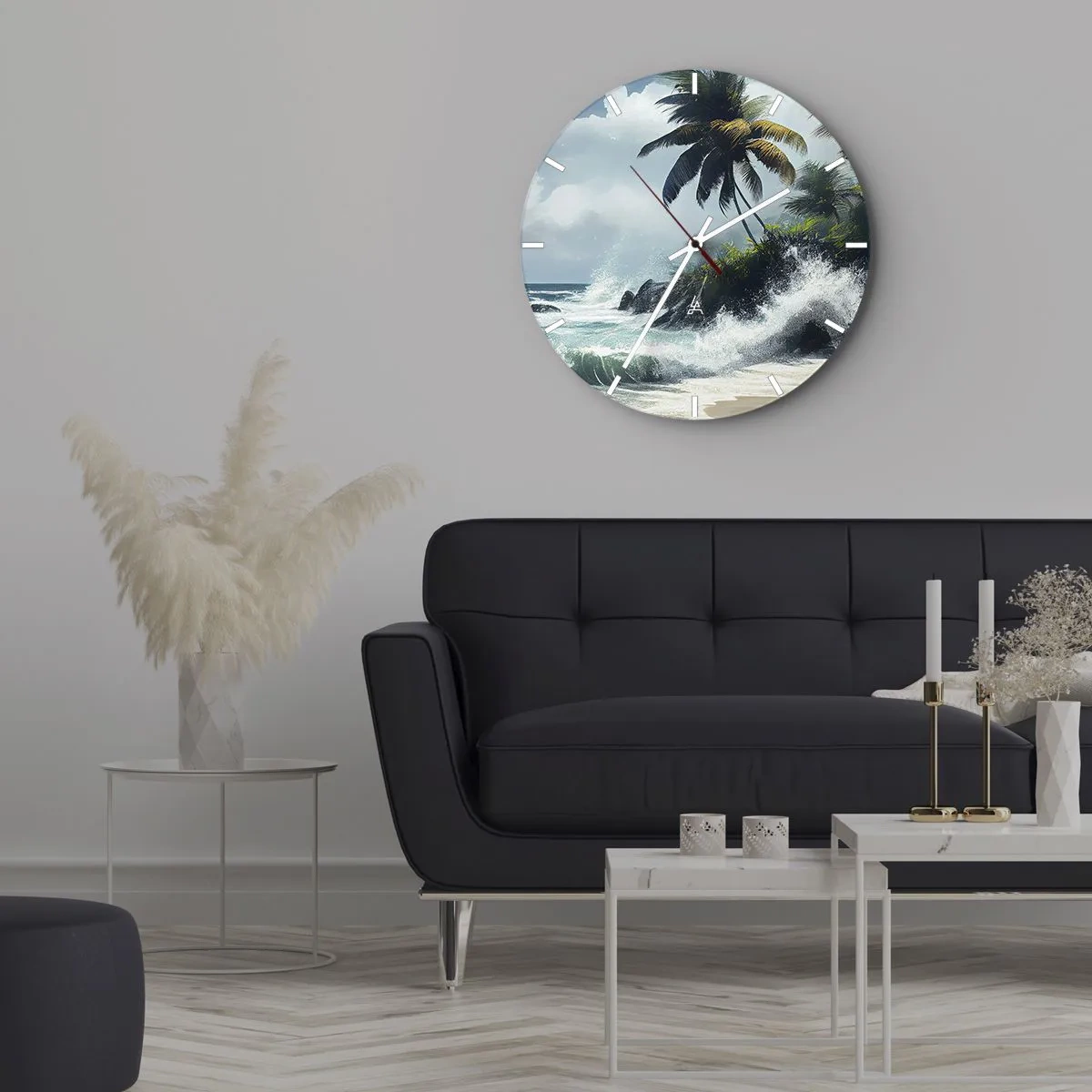 Nástenné hodiny - Na tropickom pobreží - 40x40 cm