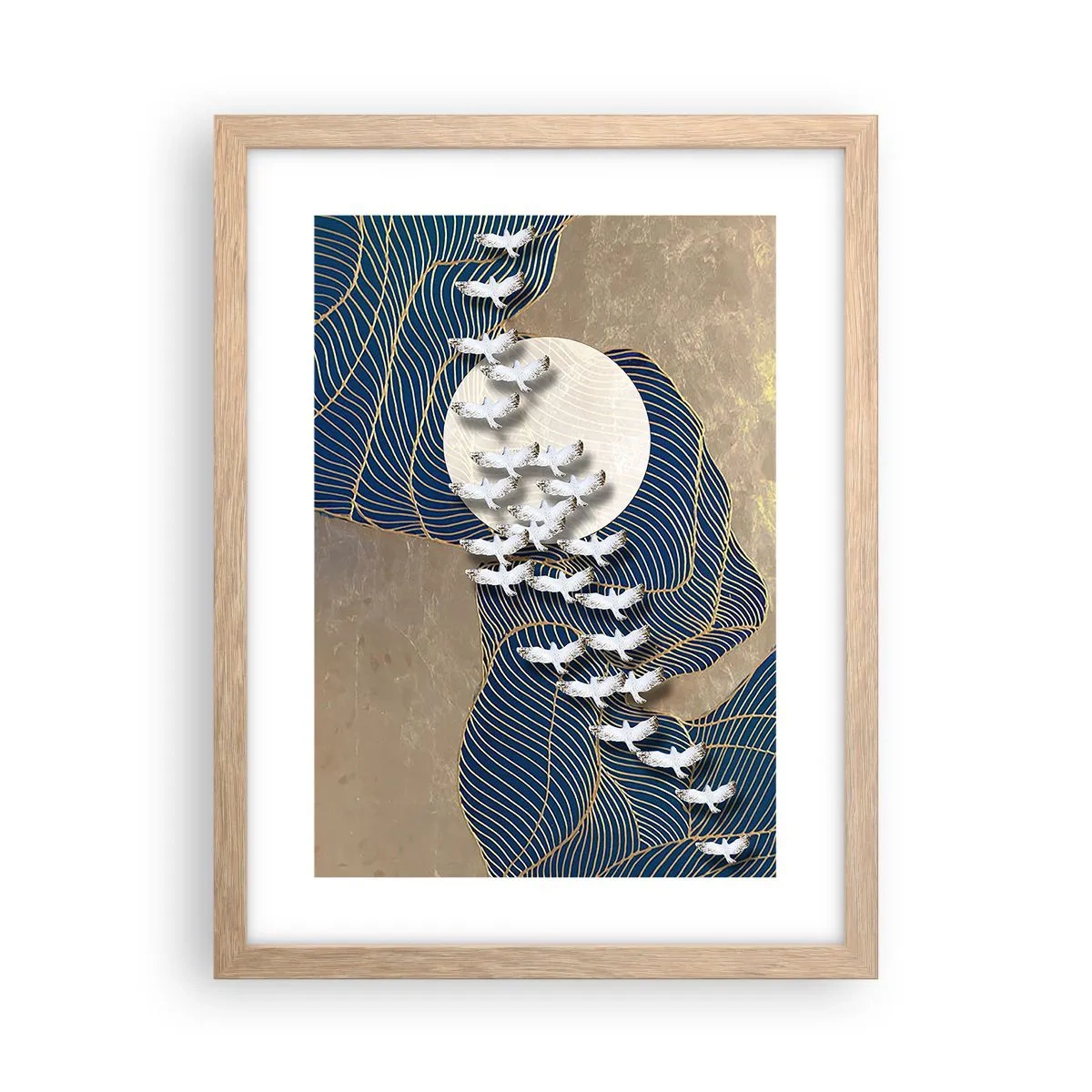 Plagát v ráme zo svetlého duba - Sloboda, putovanie, spoločenstvo - 30x40 cm