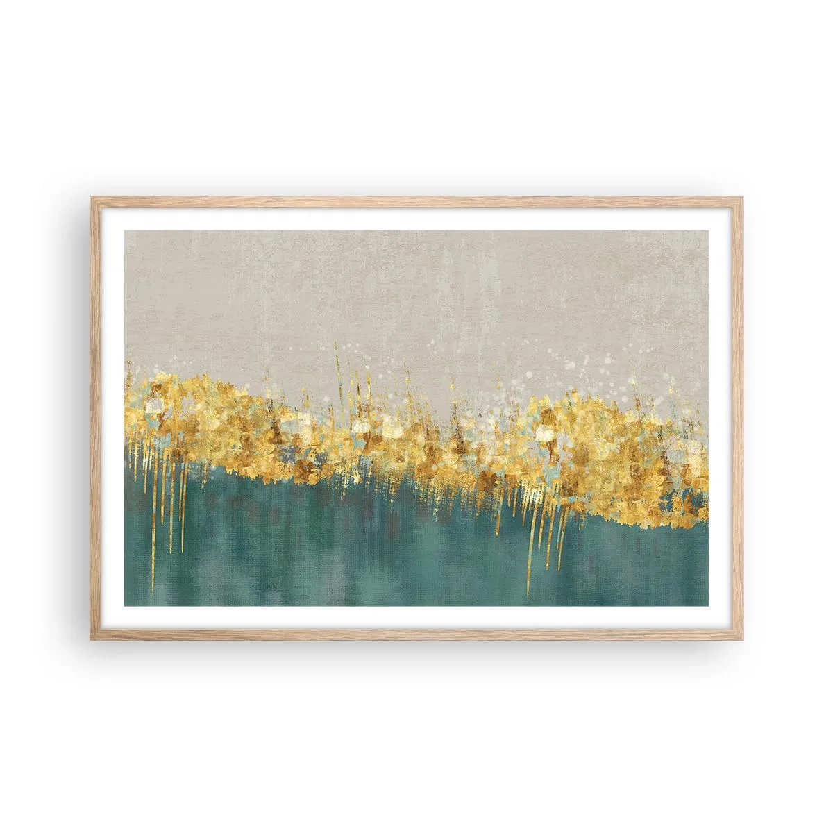 Plagát v ráme zo svetlého duba - Zlatá hranica - 91x61 cm