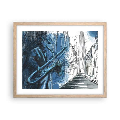 Plagát v ráme zo svetlého duba - Mestská rapsódia - 50x40 cm