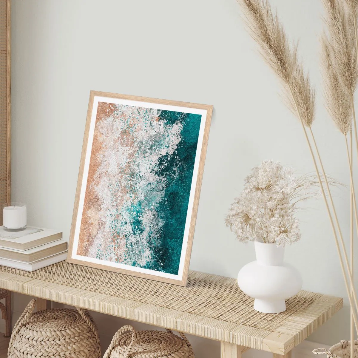 Plagát v ráme zo svetlého duba - Morské príbehy - 30x40 cm