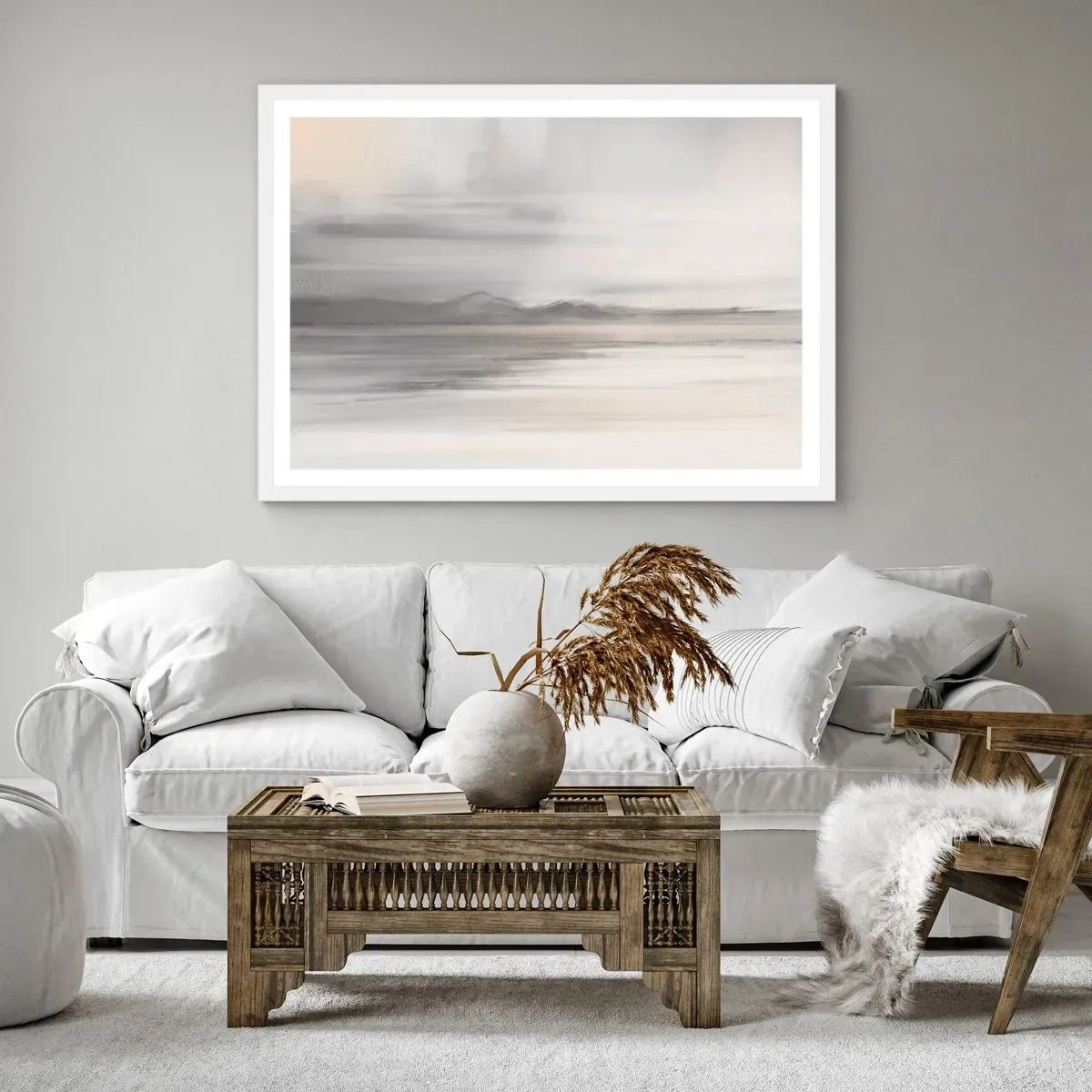 Plagát v bielom ráme - Zamyslená diaľka - 70x50 cm