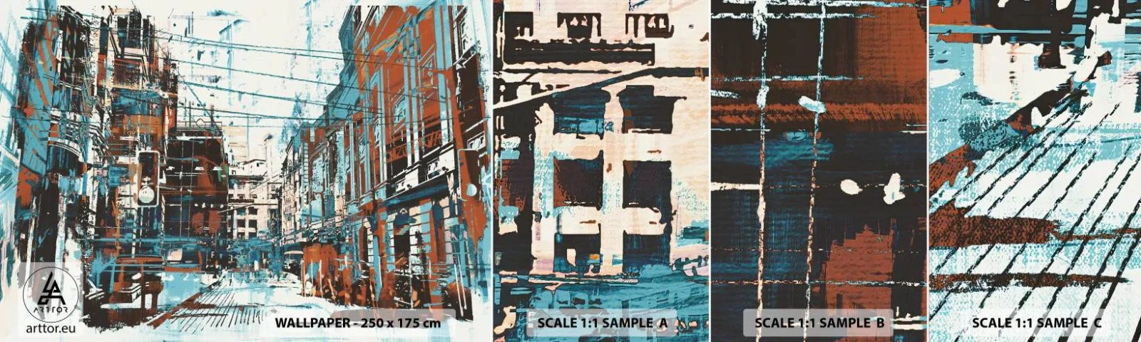 Vzorka samolepiacej fototapety Deluxe Sticker - Zdolaný mestský chodník - Mesto, Architektúra, Kus - 100x30 cm