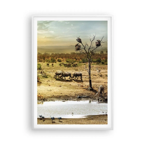 Plagát v bielom ráme - „Z raja opäť pramenila rieka…“ - 70x100 cm