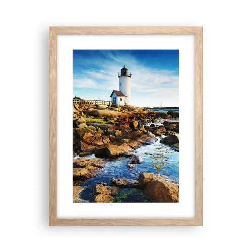 Plagát v ráme zo svetlého duba - Vráťte sa šťastne, čakám - 30x40 cm