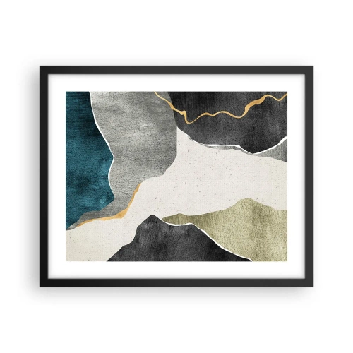 Plagát v čiernom ráme - Mozaiková kompozícia so zlatou niťou - 50x40 cm