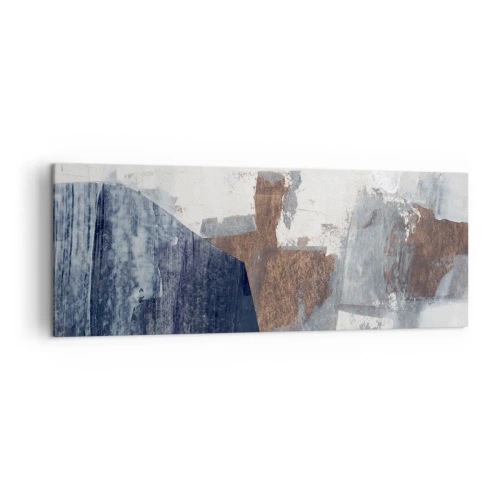 Obraz na plátne - Modro-hnedé tvary - 140x50 cm