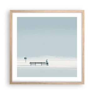 Plagát v ráme zo svetlého duba - Áno, čakám. - 50x50 cm