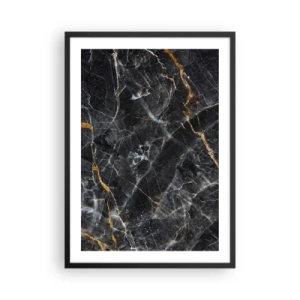 Plagát v čiernom ráme - Čierny mramor s jemnými zlatými žilami v elegantnom ráme - 50x70cm - Vnútorný život kameňa - Moderná nástenná dekorácia do obývacej izby a spálne ARTTOR