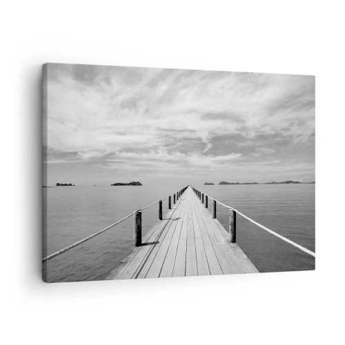 Obraz na plátne - Drevené mólo vedúce do diaľky nad pokojným morom - 70x50cm - Čo tak cesta… - Moderná nástenná dekorácia do obývacej izby a spálne ARTTOR