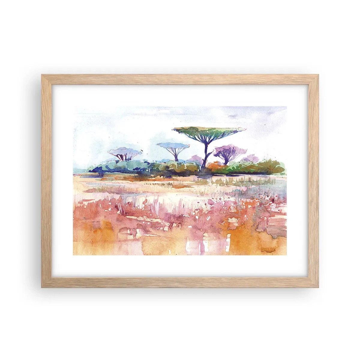 Plagát v ráme zo svetlého duba - Farby savany - 40x30 cm