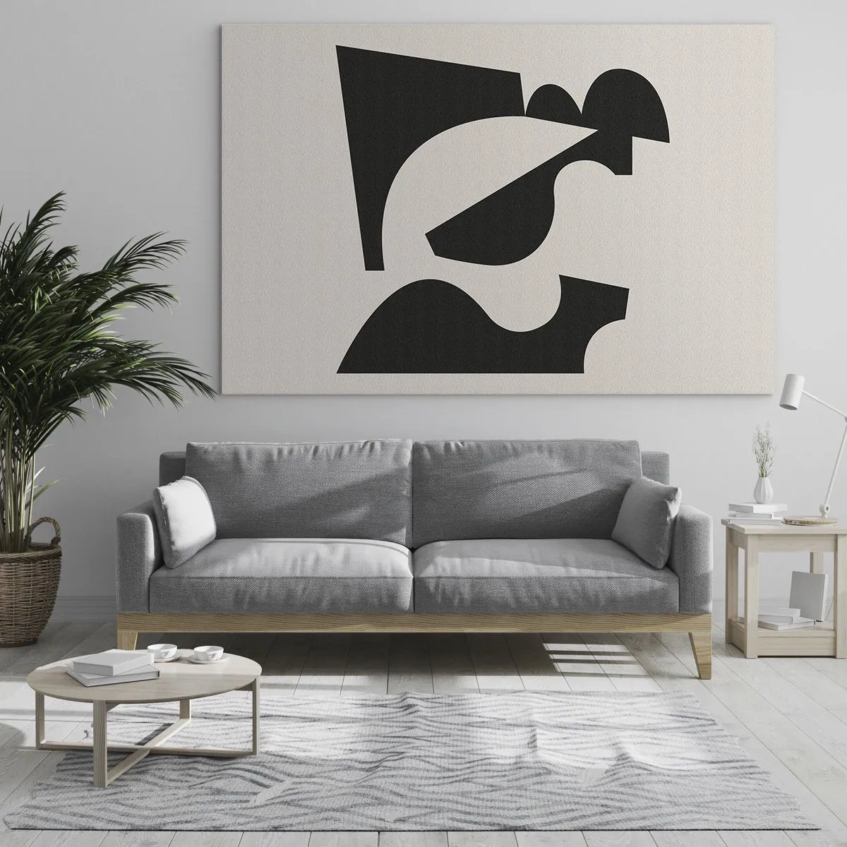 Obraz na skle - Abstraktná čiernobiela geometrická kompozícia - 70x50cm - Na samostatné ukladanie - Moderná nástenná dekorácia do obývacej izby a spálne ARTTOR