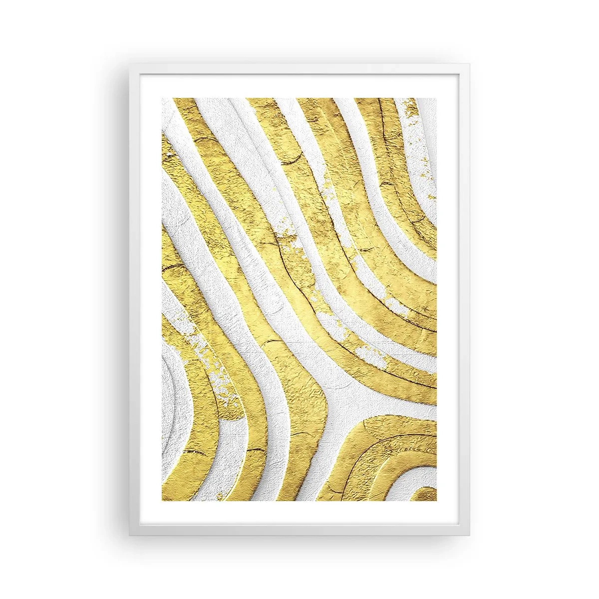 Plagát v bielom ráme - Kompozícia v bielej a zlatej - 50x70 cm