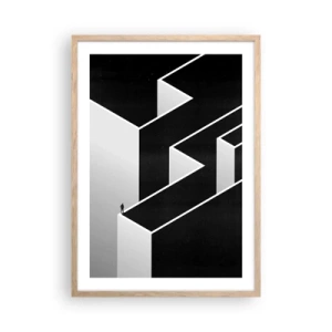 Plagát v ráme zo svetlého duba - Osamelosť na vrchole - 50x70 cm