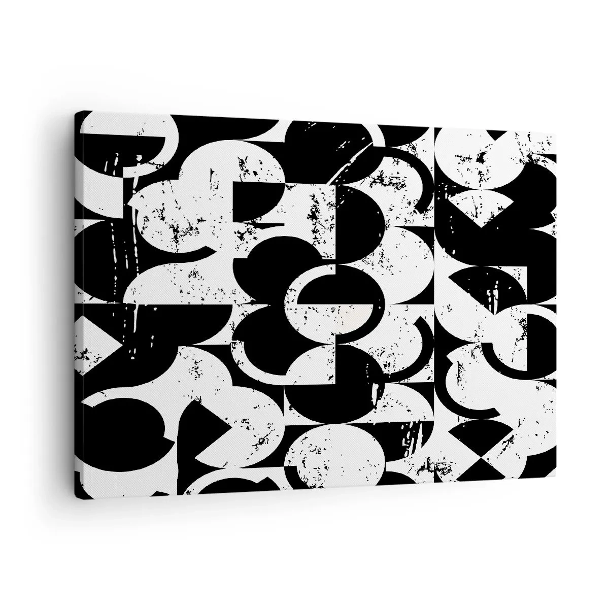 Obraz na plátne - Abstraktný čiernobiely geometrický vzor s vintage efektom - 70x50cm - Biele je biele a čierne čierne - Moderná nástenná dekorácia do obývacej izby a spálne ARTTOR