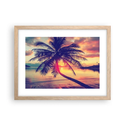 Plagát v ráme zo svetlého duba - Večer pod palmami - 40x30 cm
