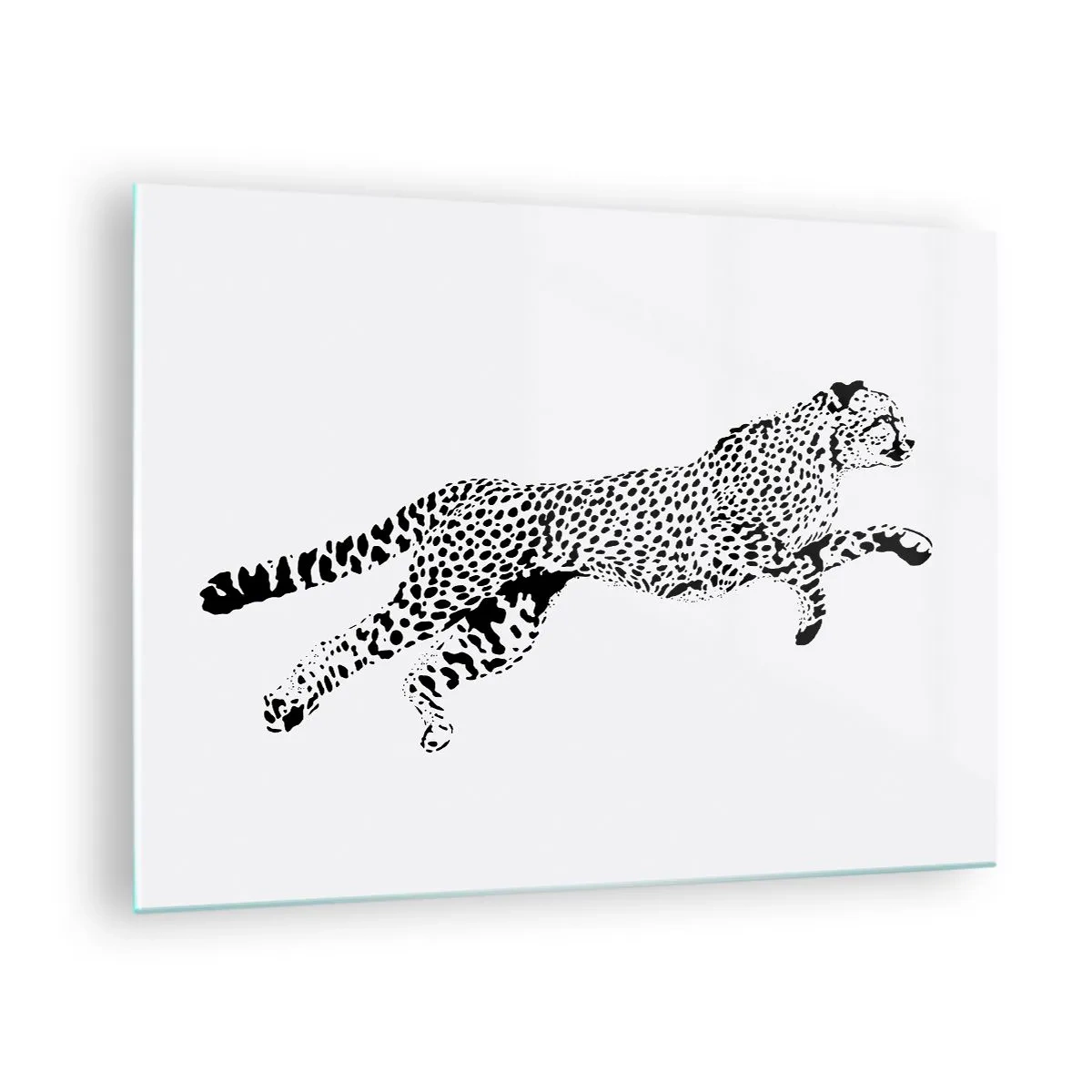 Obraz na skle - Ilustrácia skákajúceho geparda - 70x50cm - Najrýchlejší na Zemi - Moderná nástenná dekorácia do obývacej izby a spálne ARTTOR