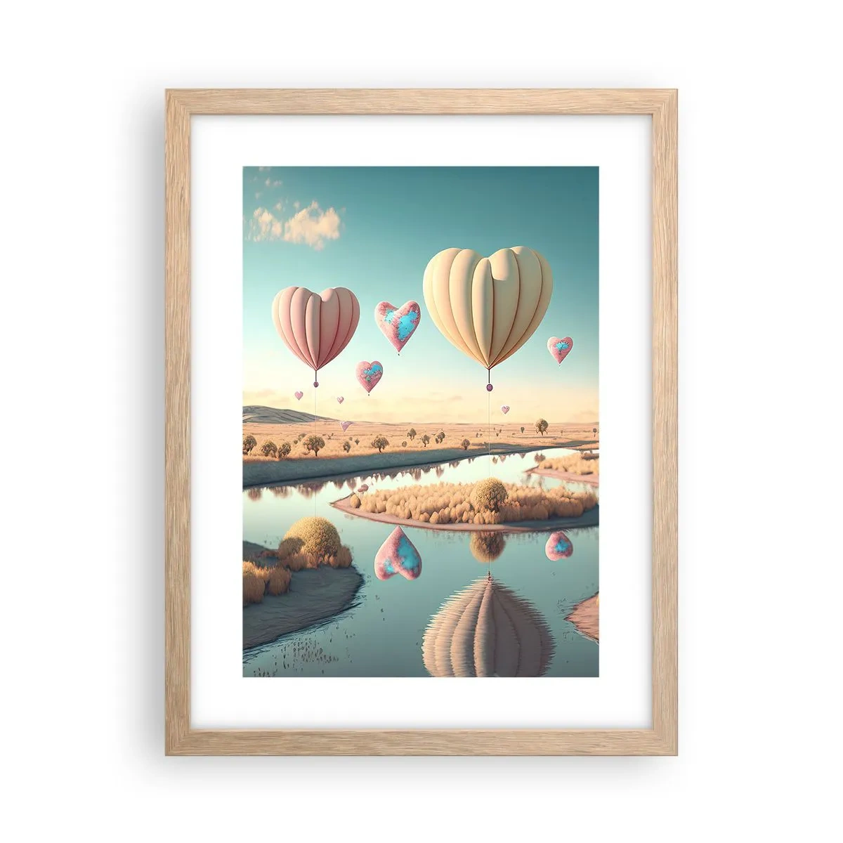 Plagát v ráme zo svetlého duba - Láska ťa nechá vzlietnuť - 30x40 cm