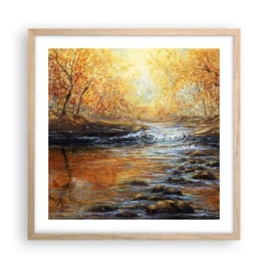 Plagát v ráme zo svetlého duba - Zlatý potok - 50x50 cm