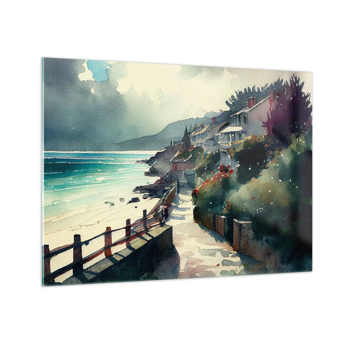 Obraz na skle - Stredomorské mestečko - 70x50 cm