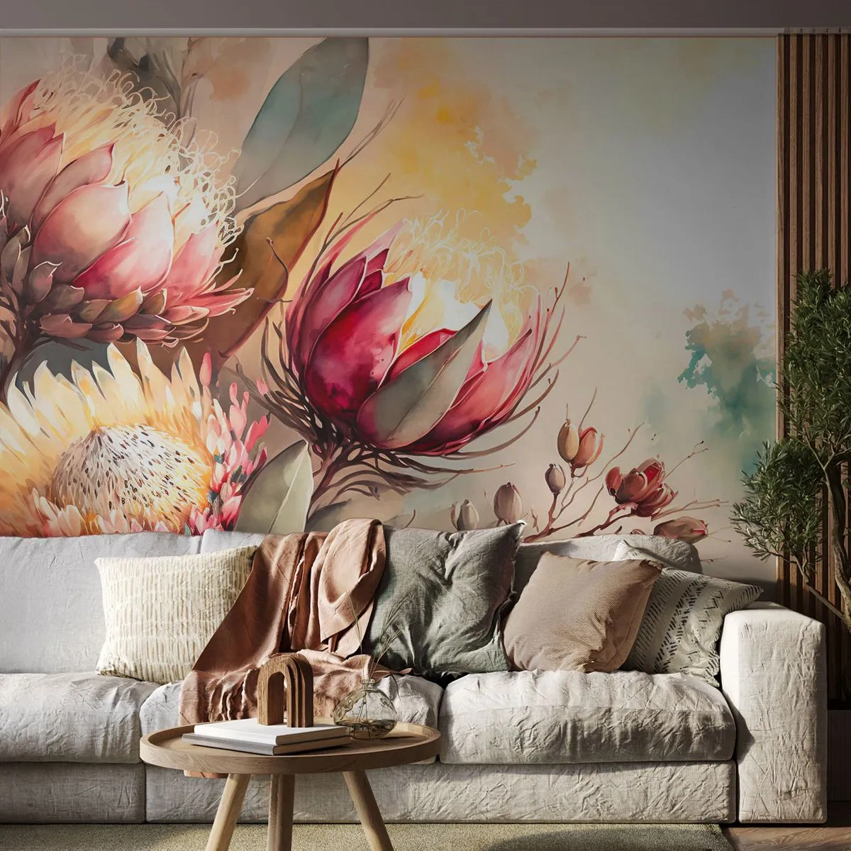 Fototapeta Premium Canvas - Z profilu a en face - Kvety, Art Deco, Botanika - 250x175 cm