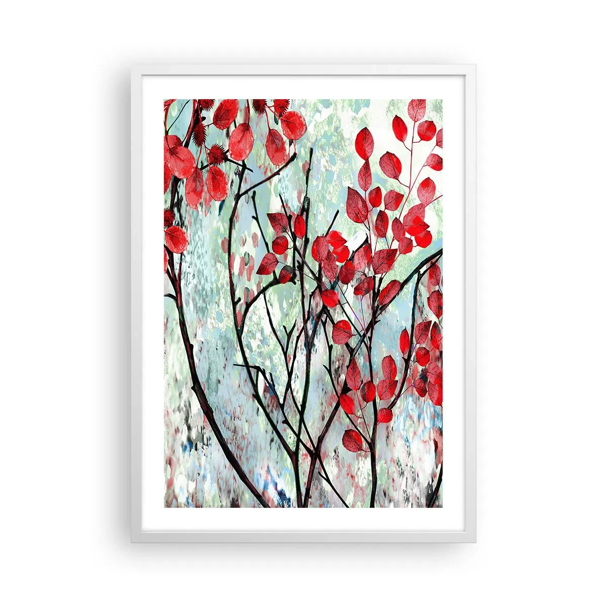 Plagát v bielom ráme - Strom v šarlátovej - 50x70 cm