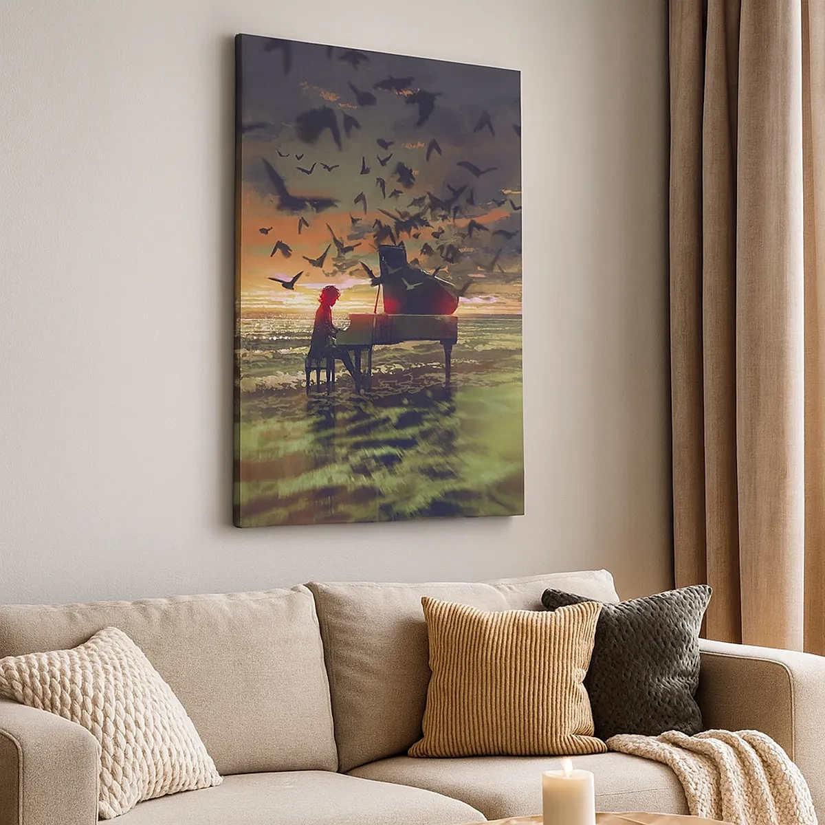 Obraz na plátne - Koncert na piano a vlny - 50x70 cm